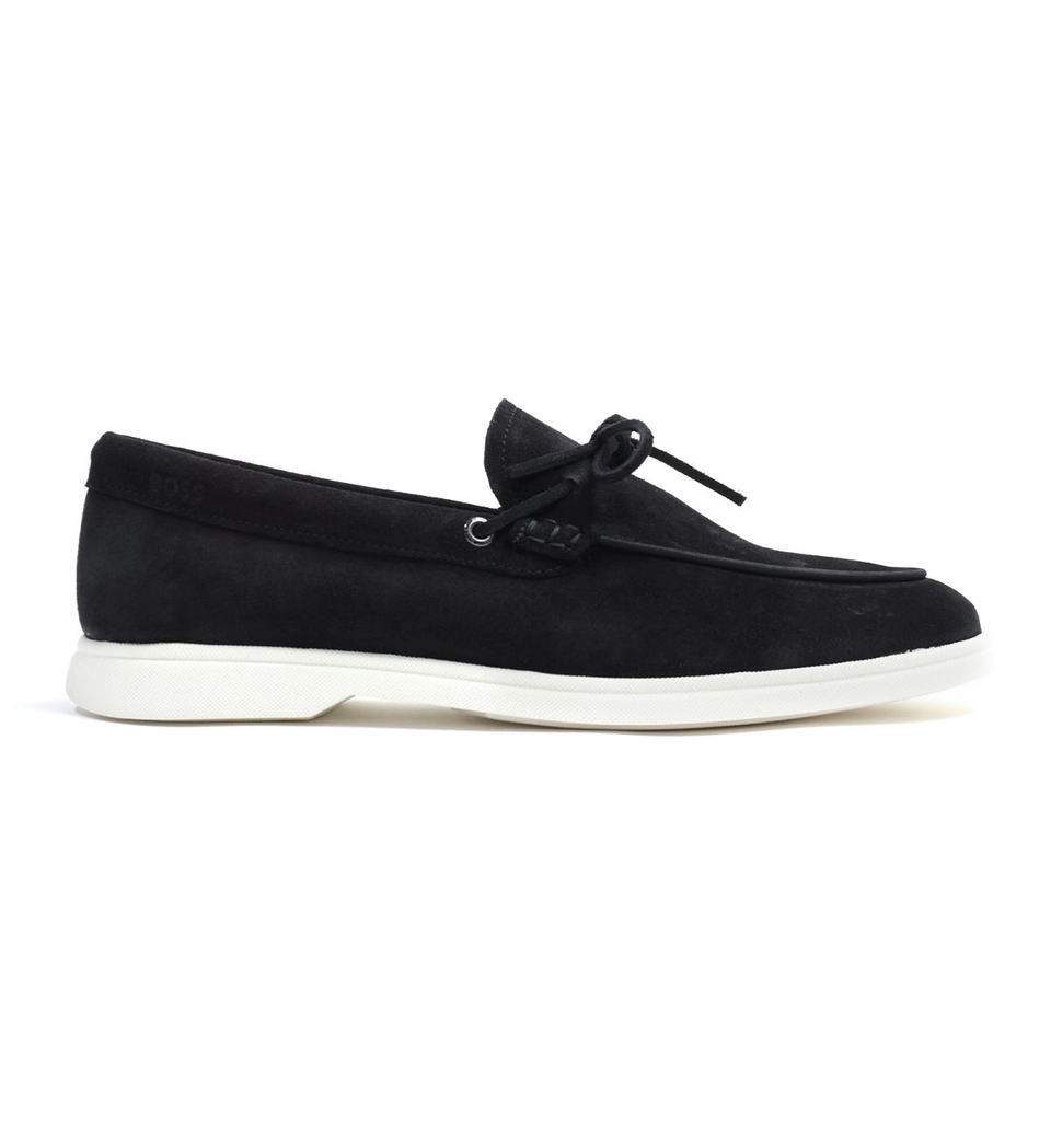 Hugo Boss Mens Sienne Moccasin Suede Shoe - Dark Blue - Size UK 12